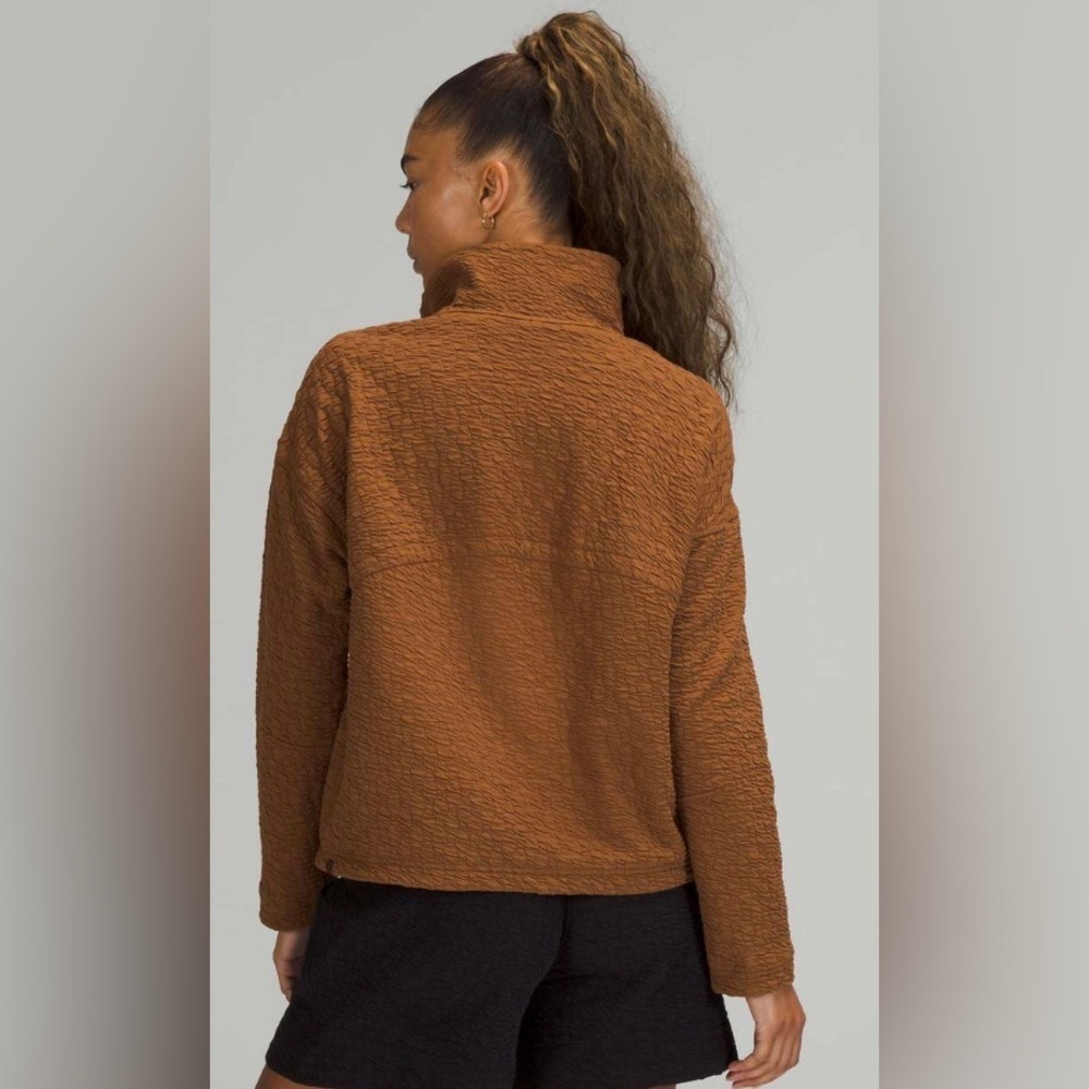 LULULEMON RIPPLED FULL ZIP JACKET COPPER BROWN SIZE 8 FUNNEL NECK LIKE NEW - Picture 3 of 11